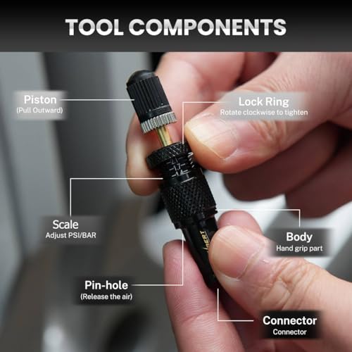 Image of Adjustable Auto-Stop (10-30 PSI) Tire Air Down Deflator Valve Kit,Includes Valve Caps & Storage Bag,4-in-1 Valve Tool Compatible with Car, Truck, Jeep, SUV, ATV(Black)