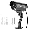 nikusaz Outdoor Solar Fake Security Camera with LED Light,Imitation Camera with Warning Sticker,Weatherproof Dummy CCTV Surveillance System for Indoor Outdoor Use