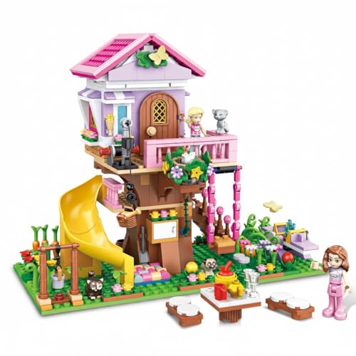 Image of SKY LINE OCEAN Enchanted Forest Villa Building Blocks Set (685+ PCS) | LED Lights | Dreamy Tree House & Princess Castle Model with Slide | Creative STEM Toy for Kids | 5 Year Structural Warranty