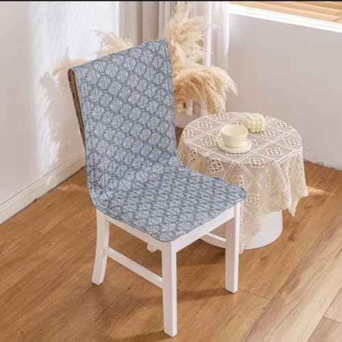 Image of HOMETHREADS Universal-Fit Cotton Fabric Chair Cover Comfortable Cushioned Seating Pad with Anti-Slip Back, Perfect for Kitchen,Dining Room (Trap Design Grey, Pack of 8)