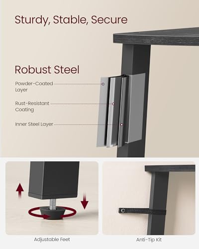 Image of VASAGLE Corner Shelf Stand, 4-Tier Corner Bookshelf, Industrial Ladder Shelf, Plant Stand for Living Room, Office, Kitchen, Charcoal Gray and Matte Black ULLS034B22