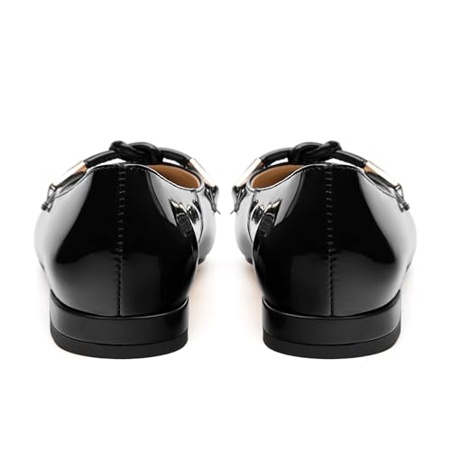 WAYDERNS Heels for Women Pointed Toe Comfortable Low Heel Patent Leather 1 Inch Flats Pumps Office Work Dating Slip on Dress Shoes4