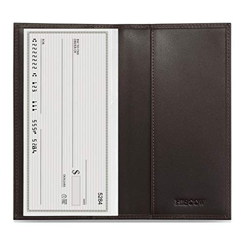 Image of HISCOW Slim Leather Checkbook Cover for Personal Checks, Premium Coffee, One Size, Minimalist | Full grain cowhide, transaction register & check book pockets, removable duplicate divider, durable stitching, gifts for men