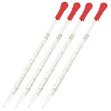 4 Pcs 3ml Glass Graduated Pipette Droppers with Red Rubber Cap for Liquid Essential Oil Transfer