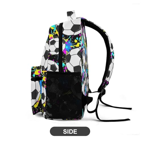 Soccer Backpack for Kids Girls Boys School, 16 Inches Cool Soccer Theme Bookbag, Adjustable, Lightweight, Large Capacity, Colorful Backpack for School4