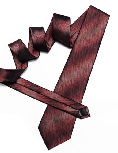 Image of Barry.Wang Striped Men Ties Set Silk Necktie Handkerchief Cufflinks