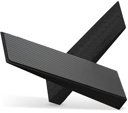 Cale-porte en bambou antidérapant Noir - Lot de 2 blocs porte en bois - Arrêt de porte robuste avec base en caoutchouc - Cale-porte pour tous types de sols...