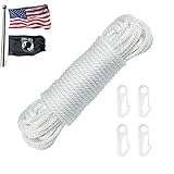 NQ Flag Pole Rope Kit - 50 Feet x 1/4' Diameter Flag Pole Halyard Nylon Rope with 4 Pieces Flag Pole...