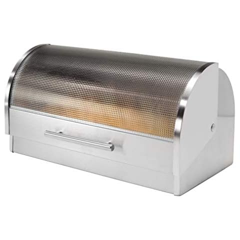 Oggi Stainless Steel Bread Box with Glass Lid Cover