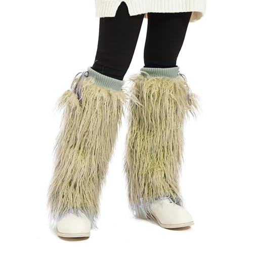 Image of Fur Leg Warmers Furry Faux Fur Winter Leggings Boot Cuffs Toppers for Women