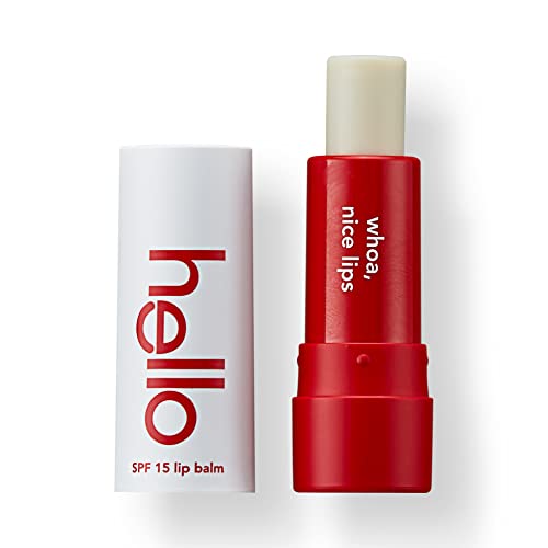 Hello Moisturizing Vegan Lip Balm, Strawberry SPF 15, Beeswax Free, Petrolatum Free, and Parabens Free, 0.15 Ounce, 1 Pack
