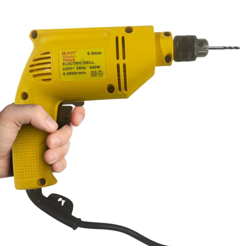 Image of Jon Bhandari Tools Corded Electric Drill Machine - 6.5mm, 650W, 2800RPM, 220V | Variable Speed & Reverse Function | Compact Heavy Duty Power Tool for Wood, Metal, Masonry & DIY Projects