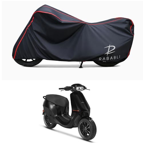 Image of Waterproof Bike Body Cover Compatible for | Ola S1 Pro | Taffeta Fabric, Red Piping Design, Bottom Elastic Fit | Dustproof, Sun UV & Rain Protection for All Bikes