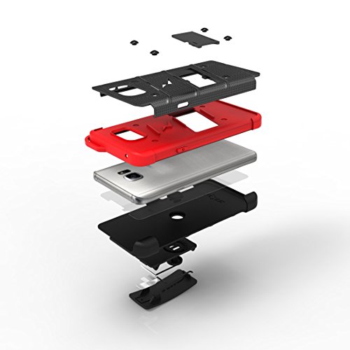 Galaxy Note 5 Case, Zizo Bolt Cover With [.33Mm 9H Tempered Glass Screen Protector] Armor [Military Grade] Kickstand Holster Belt Clip #TOP2