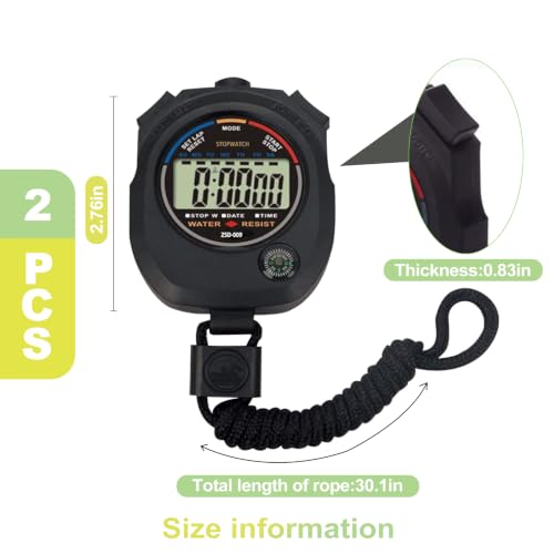Cronómetro digital deportivo con pantalla LCD grande pack de 2 miniatura 2