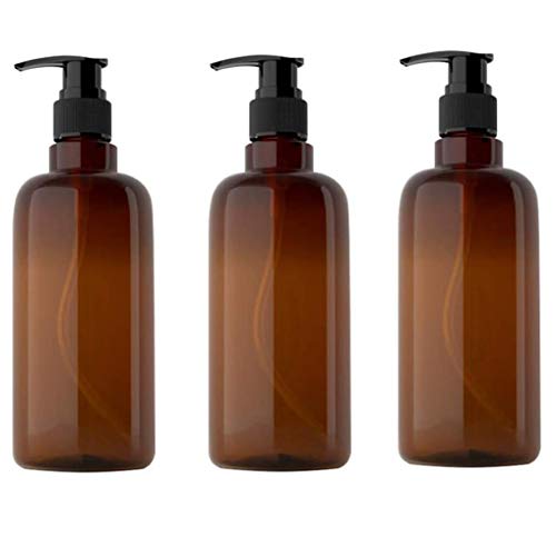 ericotry Lot de 3 flacons vides rechargeables en plastique PET 500 ml avec pompes pour émulsion, shampoing, maquillage, cosmétique, bain, douche, articles de toilette