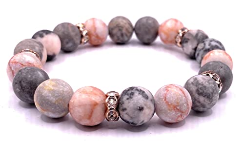 EVOLS Natural Stone Beaded Stretch Stacking Hand Woven Matte Agate European Bohemian Bracelet A Wonderful Gift Comes With Custom Packaging., 7 inch2