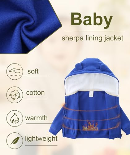 Baby Boy's Hooded Jackets Long Sleeve Outerwear Unisex Baby Classic Solid Color Coat for 6-9M Blue Jacket