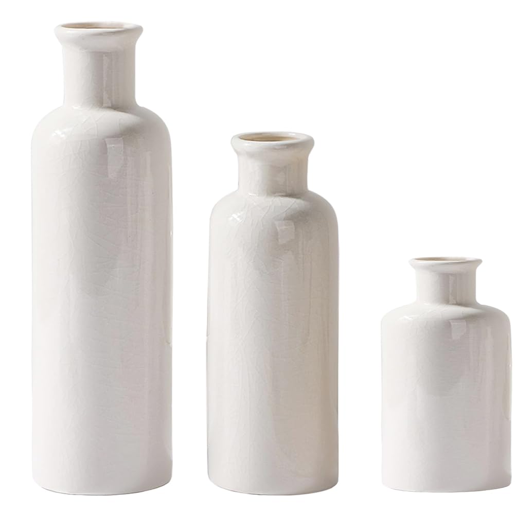 Set 3 Vasi In Ceramica Beige Zaxiva - Minimalisti Per Fiori Secchi E Decorazioni - Foto 11