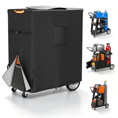 Welding Cart Cover 600D Waterproof & Dustproof Fits TIG MIG Welding Carts & Plasma Cutter Rolling Welding Cart 39.4L x 19.7W x 39.4H (Cover Only)