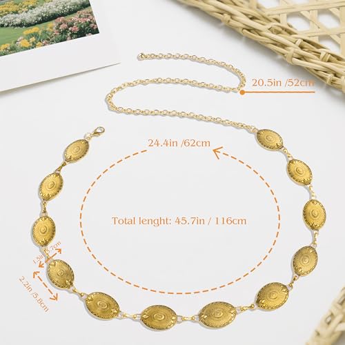 Western Sliver Chain Belt for Women - Concho Link Chain Western Cowgirl Belts for Jeans Dresses4