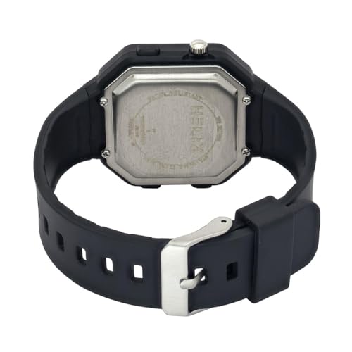 Image of Helix by Timex Ana Digital Watch for Man with Grey Octogonal Dial & Black Silicone Strap Band Water Resistant Men's Wrist Watches - TWESK6600T