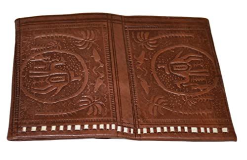 Treasures Of Morocco Moroccan Handmade Leather Wallet Traditional Vintage Carved Bi-fold Medium Dark Brown2