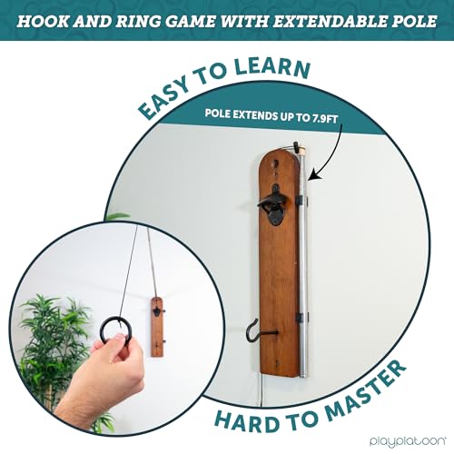 Image of Play Platoon Hook and Ring Toss Bar Game for Adults - Wood Toss Ring Game for Adults - Perfect Home, Basements, & Bar Gifts