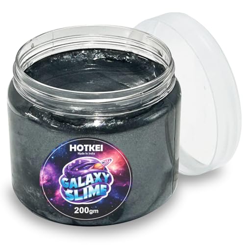 Image of HOTKEI (200 gm) Black Galaxy Slime for Kids DIY Fruit Scented Metallic Magic Toy Slimy Slime Gel Jelly Putty Art Toys Birthday Gift Box for Boys Girls 3 to 10 Years