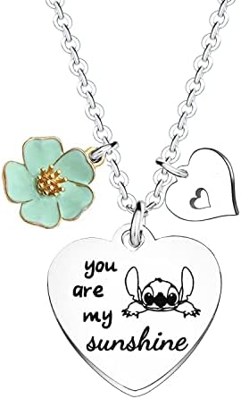 Funny Stitch Necklace Gifts OHANA Necklace Women's Necklace Anniversary Valentines Gift Friendship Birthday Gift jewellery Gifts for Daughter, Niece, Girls Chain Gifts You are My Sunshine