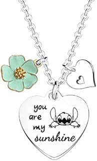 Funny Stitch Necklace Gifts OHANA Necklace Women's Necklace Anniversary Valentines Gift Friendship Birthday Gift jewellery Gifts for Daughter, Niece, Girls Chain Gifts You are My Sunshine