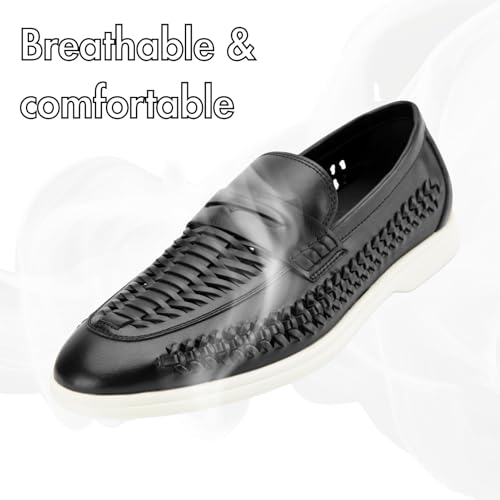 Image of Meijiana Men's Genuine Leather Loafers Slip-On Moccasins Suede Dress Shoes, Lightweight and Breathable with Rubber Sole Stylish Mens Loafers
