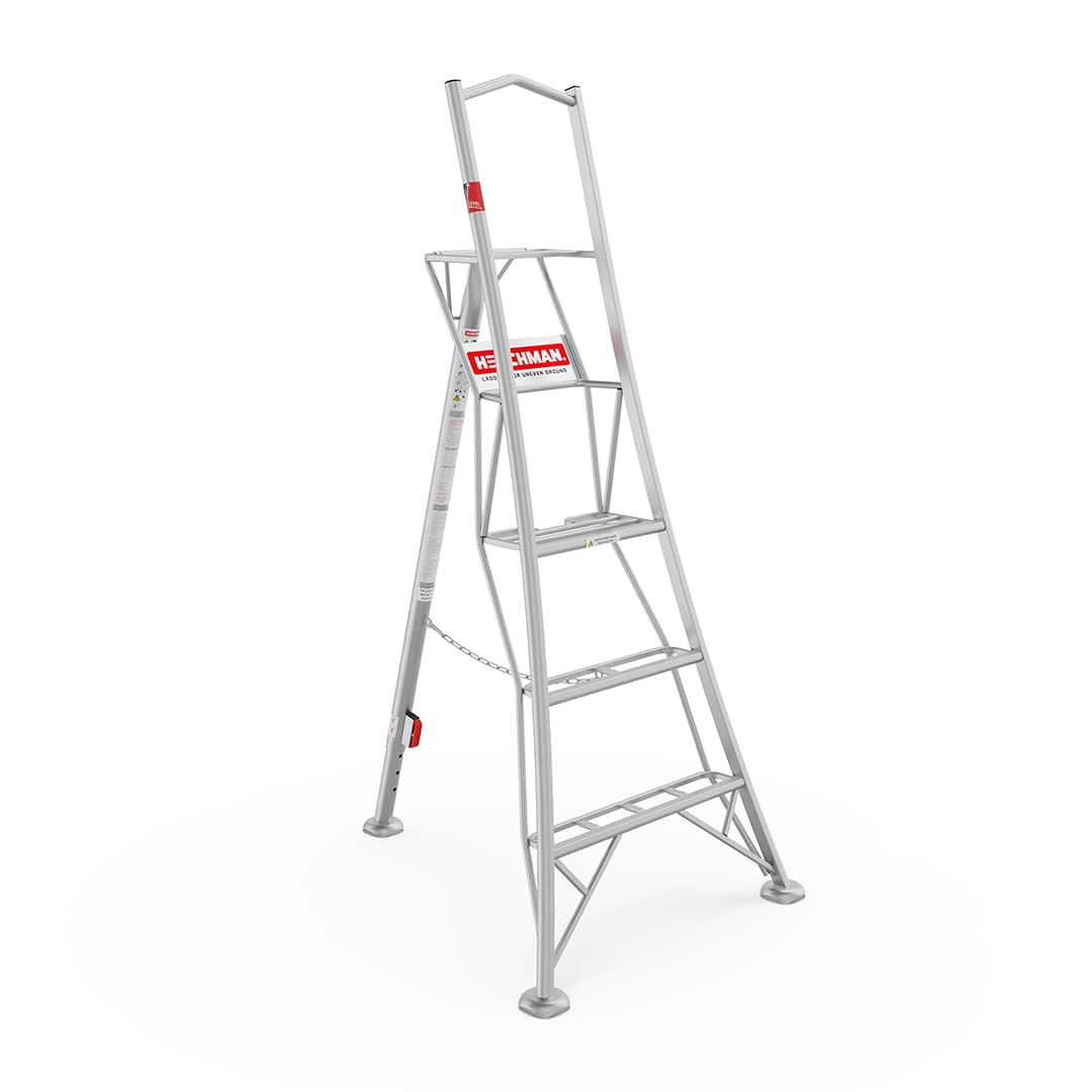 Henchman 1 Leg Adjustable Tripod Ladder, 150kg Weight Limit, Free Rubber Feet to Use Indoors, 5-Year Warranty (6ft / 1.8m)