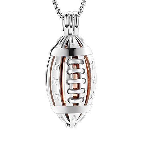 Oinsi American Football Cremation Locket Necklace For Ashes Of Loved Ones Stainless Steel Memorial Urn Jewelry Women Men Keepsake Fashion Necklace