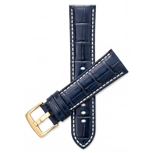 Image of Bandini Mens Leather Watch Band - Extra Long & Regular, Premium Top Grain Alligator Embossed Strap, Durable Upgrade Replacement, Comfortable Leather, Fits Large Wrists, 18mm to 38mm