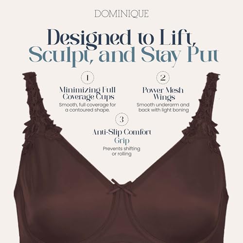 Image of Dominique Mystique Minimizer Bra #7000 - Seamless Full Figure Underwire Lingerie for Women, Smooths & Shapes