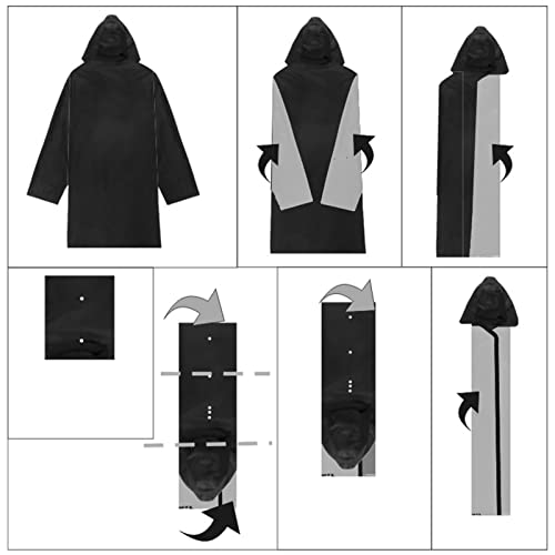 Impermeables negros ropa ligera de emergencia transpirable y reutilizable 7