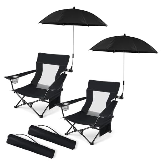 HaSteeL Low Beach Chair with Umbrella