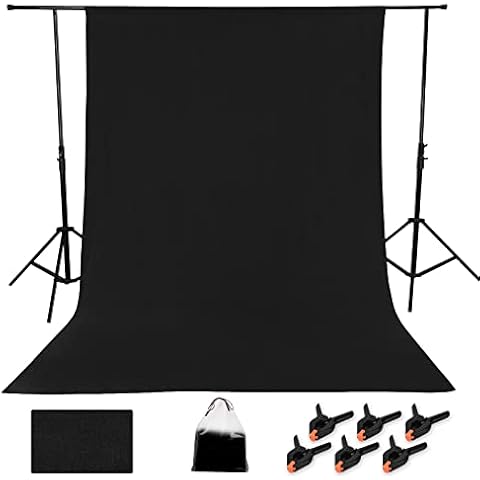 ROSNONG Black Backdrop 1.8×2.8m Photo Backdrop,Green Cloth Background,Thicken Foldable Green Screen Cloth Photo Backdrop,for Photo Wall Photo Studio Photography Background with 6 Piece Clips + 1 Bag Cover