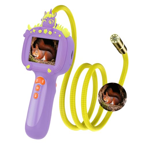 Borescope Snake Camera Endoscope with Light & Flexible Tube for Kids - Educational STEM Science Toy for Boys & Girls Ages 3-10, Birthday for Nature Exploration - Purple