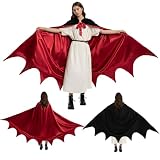 Charm&Cstay Velvet Bat Cape Costume for Women Men, Bat Wing Cloak for Halloween, Witch Wizard Reaper Medieval Costume Cloak, Red, Medium