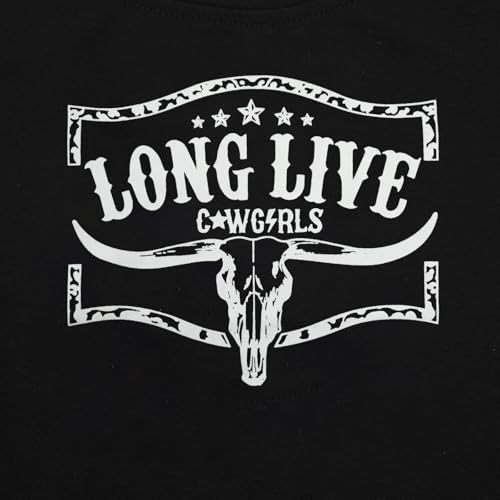 Image of Girls Western Shirt Cowgirls Embroidered Country Concert T Shirt Graphic Horseback Rider Tassel Fringe Tee Tops