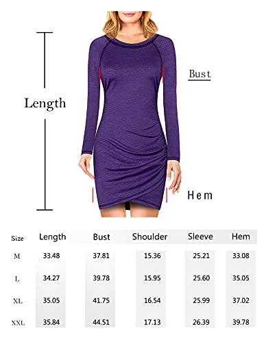 Tunic Dresses For Women Long Sleeve, Juniors Raglan Scoop Neck Cross Irregular Hem Comfort Slim Fit Outdoor Hiking Walking Tennis Golf Shirts Dress Yoga Active Wear Boutique Clothing Black L #TOP5