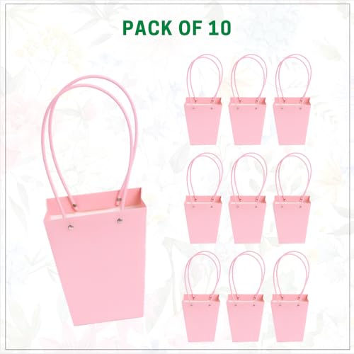 Image of Oasis Pack of 10 Conical Light Pink Flower Hamper Bags | Premium Floral Packaging Bags for Rakhi Gift Hampers, Flower Bouquets, Wedding, Return Gifts, Decorative Presentation & Florist Supplies.