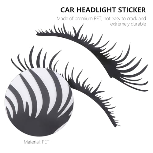 Wakauto 2 Pairs Car Headlight Eyelashes Stickers,Black Vinyl Eyelash Sticker Decals for Car Body Door Blocked Scratches Auto Exterior Decoration (Black) - Thumbnail 4
