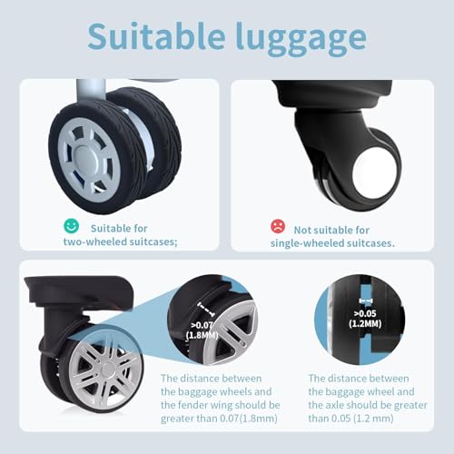 Image of Luggage Wheel Silicone Protector Cover, 16 Pieces, Black, Shock Absorption, for Trolley Bag Suitcase Spinner Wheel