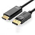 ECKDZMY 4K DisplayPort to HDMI Cable 6ft, One-Way Uni-Directional Transmission DP 1.2 to HDMI 1.4, Compatible with HP, ThinkPad, AMD, NVIDIA (DP to HDMI Only)