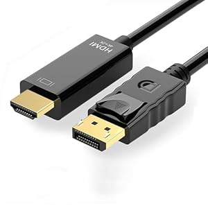 4K DisplayPort to HDMI Cable 6ft, One-Way Uni-Directional Transmission DP 1.2 to HDMI 1.4, Compatible with HP, ThinkPad, AMD, NVIDIA (DP to HDMI Only)