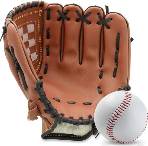 Baseball Glove,Baseball Softball Mitt with Ball for Kids Youth Adults Training and Beginner,Right...