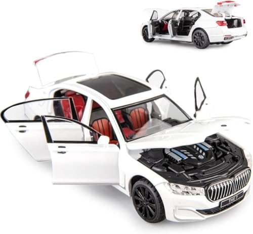 Image of 1:24 B-M-W XM Diecast Metal Pull Back Car with 6 Openable Doors with Sound and Light Toy Decoration car Best Gift Toys for Kids (1:24 B-M-W 760iL - White)